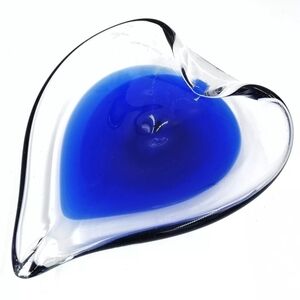 Blue Heart-Shaped Glass Art Piece